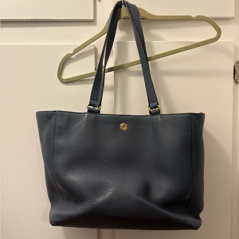Dagne Dover Navy Blue Tote Bag with Matte Finis